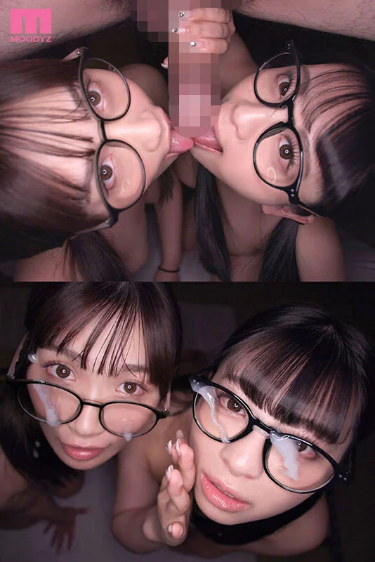 ダブルフェラからメガネぶっかけ！