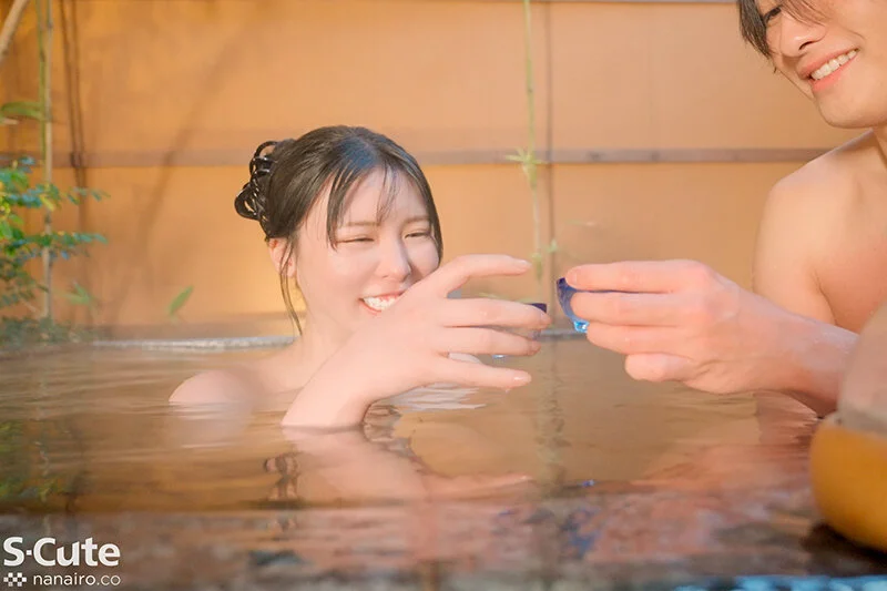 温泉で乾杯！