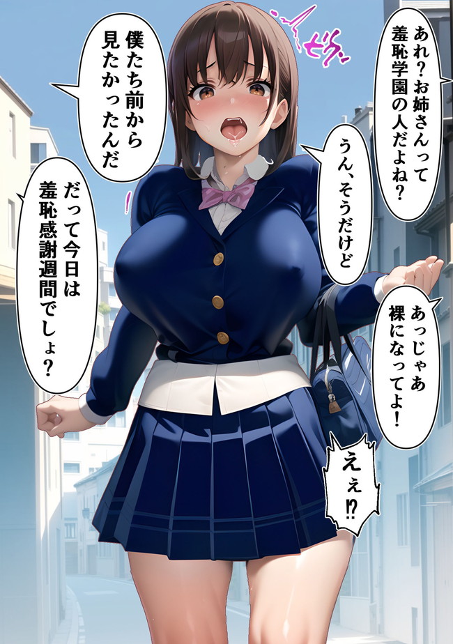 【エロ漫画】言われたら外でも裸になったり辱しめプレイさせられる羞恥週間というイベントある学園のお話。 04