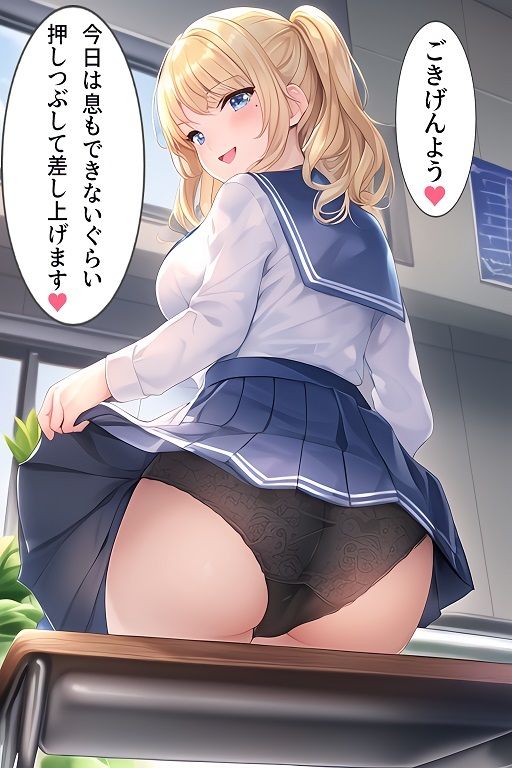 【エロCG】制服姿の女子校生から罵倒されながらプリケツの椅子になるM男歓喜のCG集! 03
