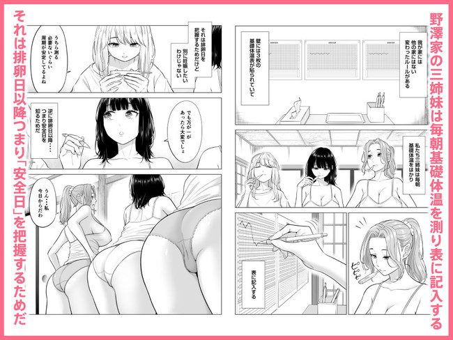 【エロ漫画】3姉妹ローテーションで安全日には義父を抜きまくるから日常生活にセックスが溶け込んでる世界感がエロい！ 03