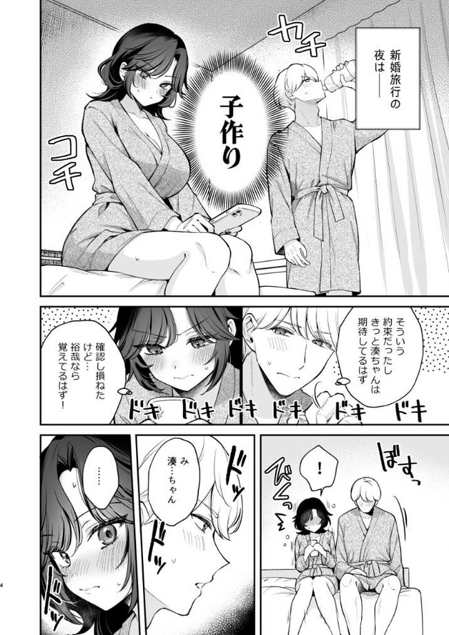 【エロ漫画】幸せいっぱいのまま新婚旅行へ行った新婚夫婦の前途多難の子作り。 03