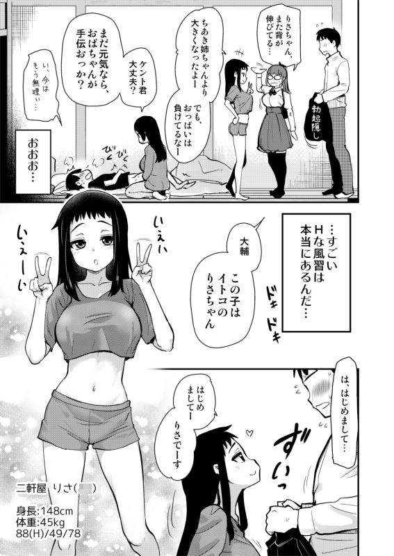 【エロ漫画】性処理するのが母姉のすることで当たり前になってるエッチな村に帰省したら初対面のイトコに便所で口内射精からの生セックス！ 04