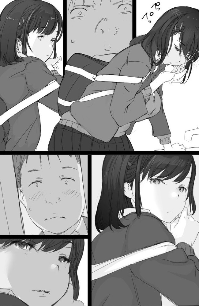 【エロ漫画】通勤電車の中であざといパンチラ見せつけるサキュバス系制服娘が次の日おっぱいまで見せつけて綺麗な乳首がチラリで我慢ならんぞ！ 07